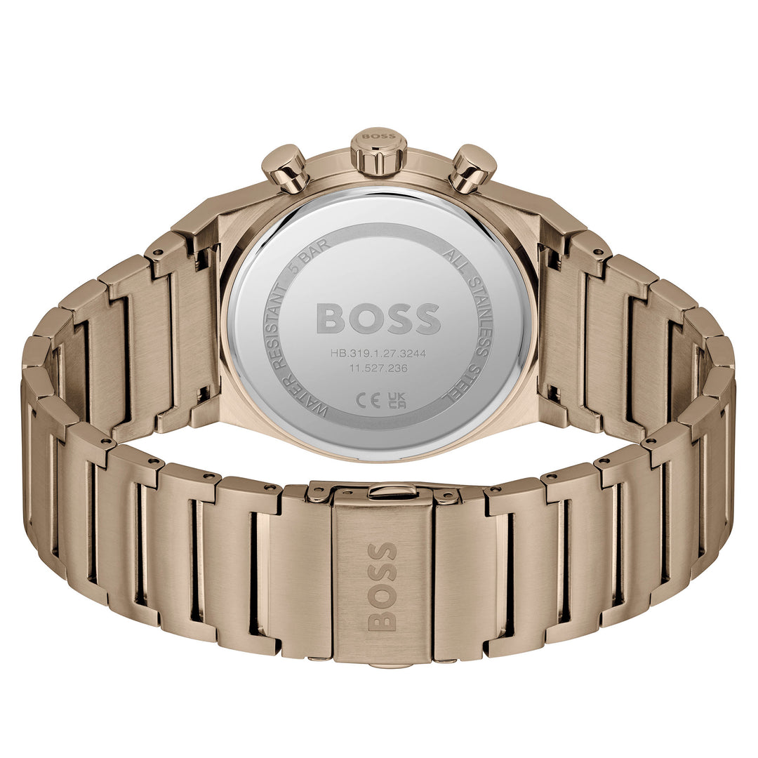 Hugo Boss Beige Gold Steel Olive Green Dial Chronograph Men's Watch - 1514222