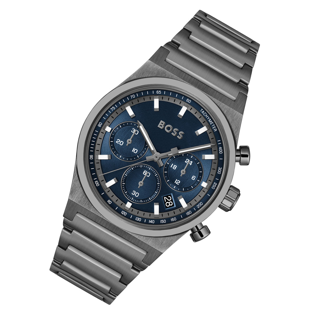 Hugo Boss Grey Steel Blue Dial Chronograph Men's Watch - 1514223