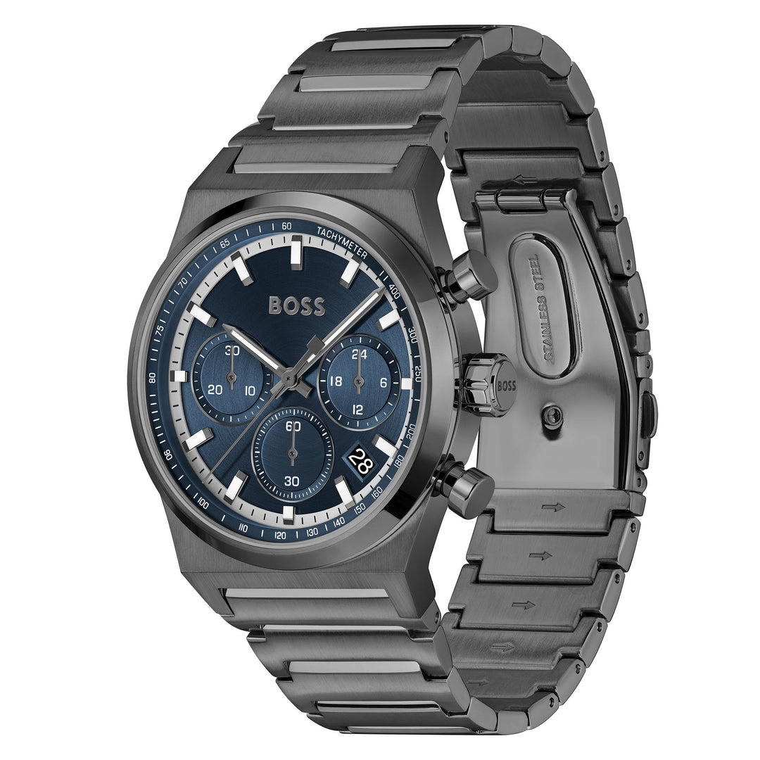 Hugo Boss Grey Steel Blue Dial Chronograph Men's Watch - 1514223