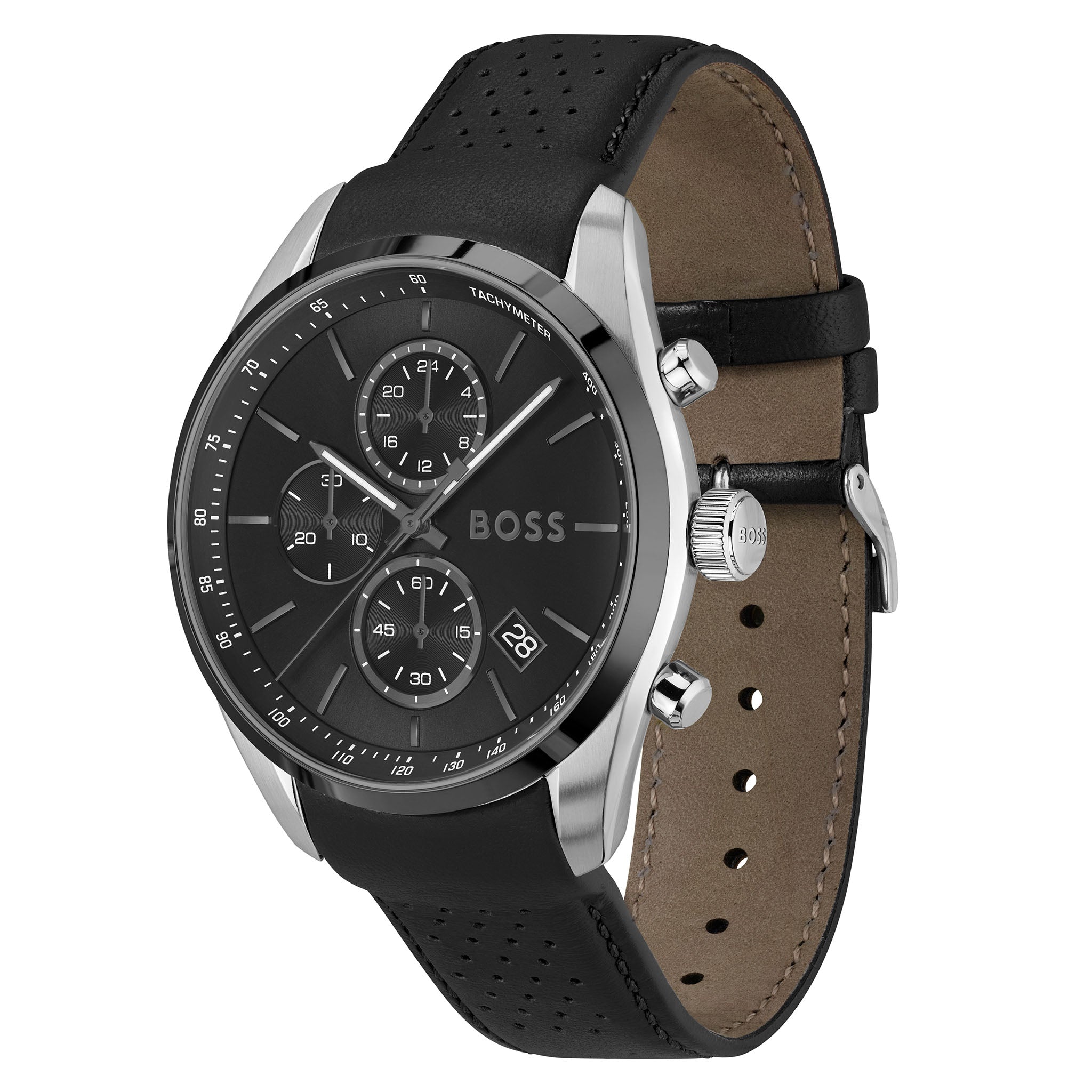 BOSS by Hugo Boss Leather Black Dial Chronograph Men's Watch - 1514224