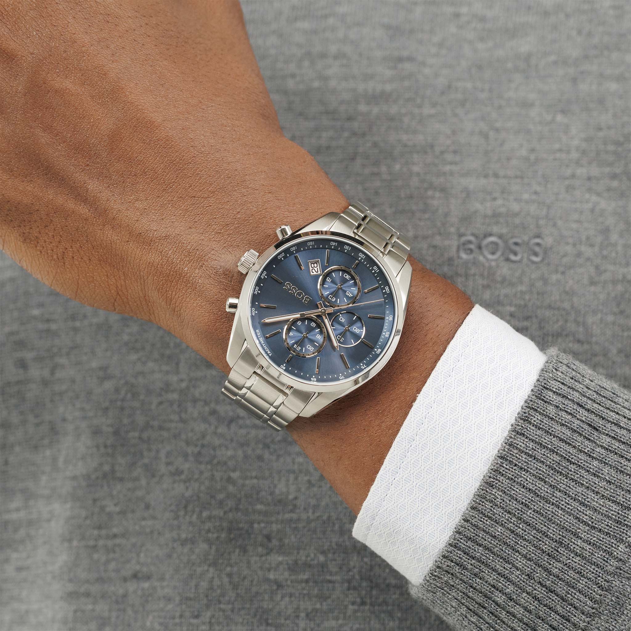 BOSS by Hugo Boss Stainless Steel Blue Dial Chronograph Men's Watch - 1514226