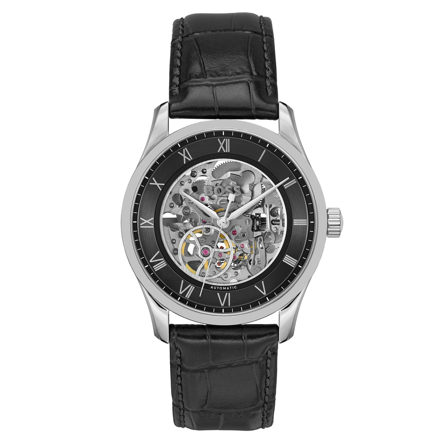 Hugo Boss Black Calfskin Leather Mechanical-Automatic Men's Watch - 1514234