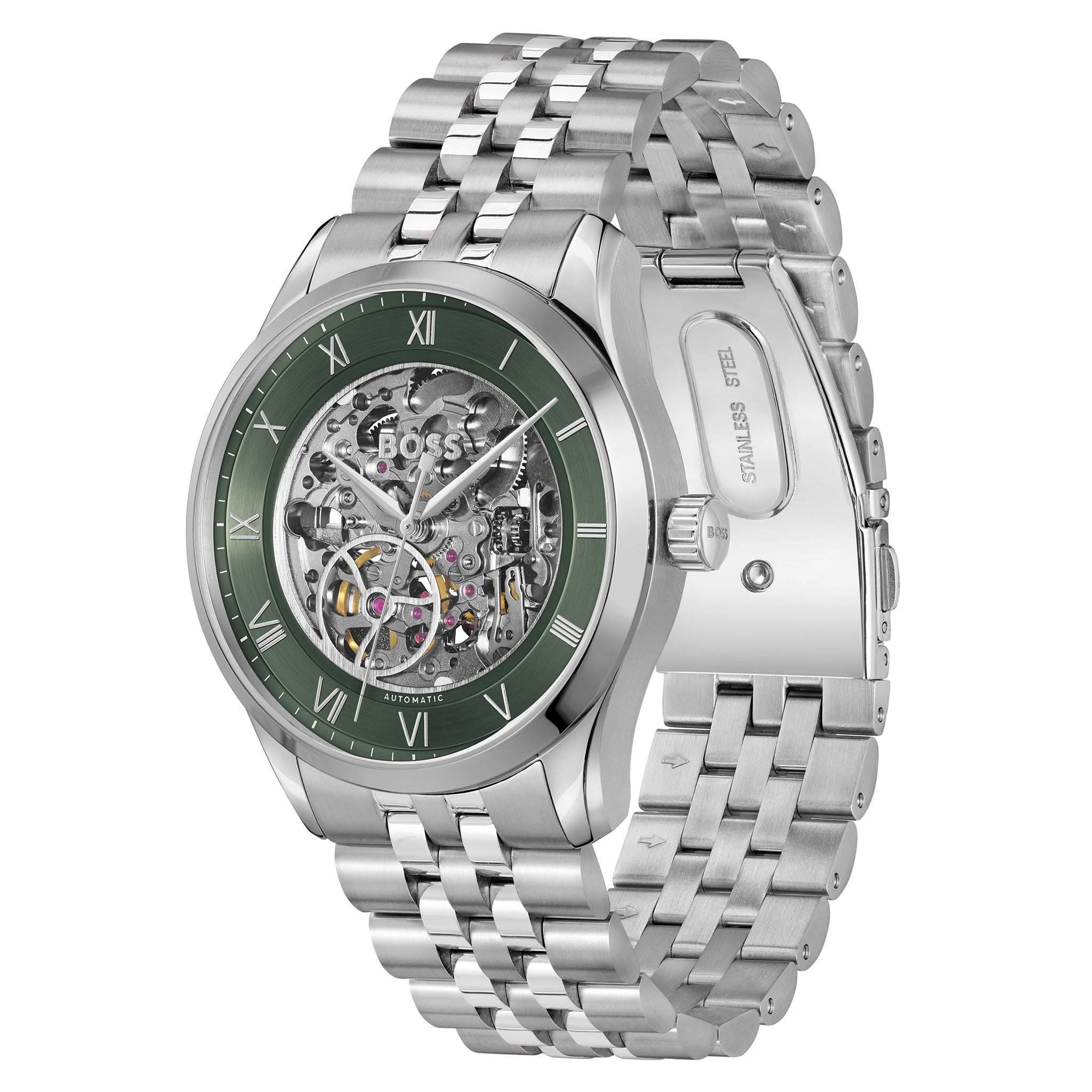 BOSS by Hugo Boss Stainless Steel Green Dial Mechanical-Automatic Men's Watch - 1514236
