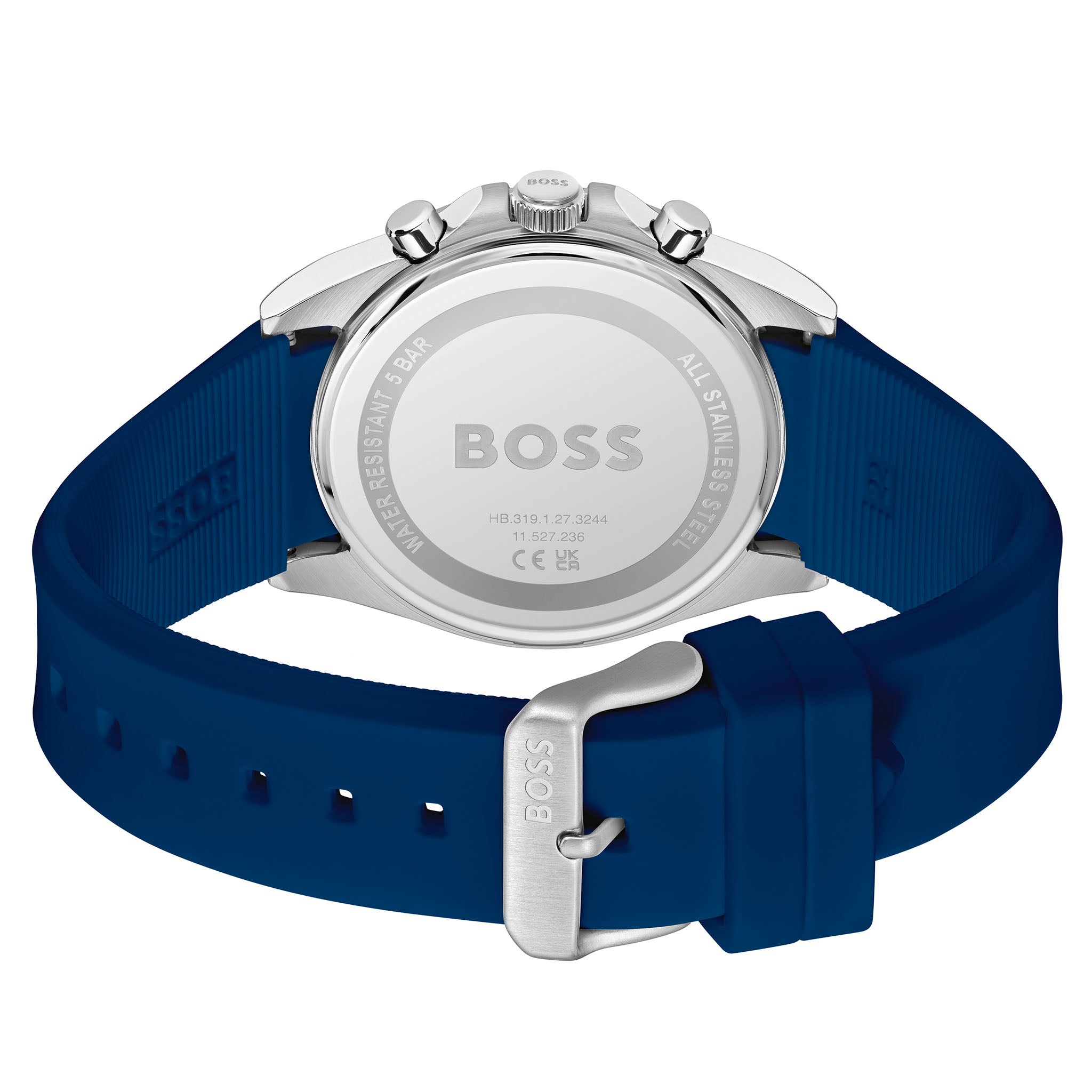 Hugo Boss Blue Silicone Dark Blue Dial Chronograph Men's Watch - 1514239