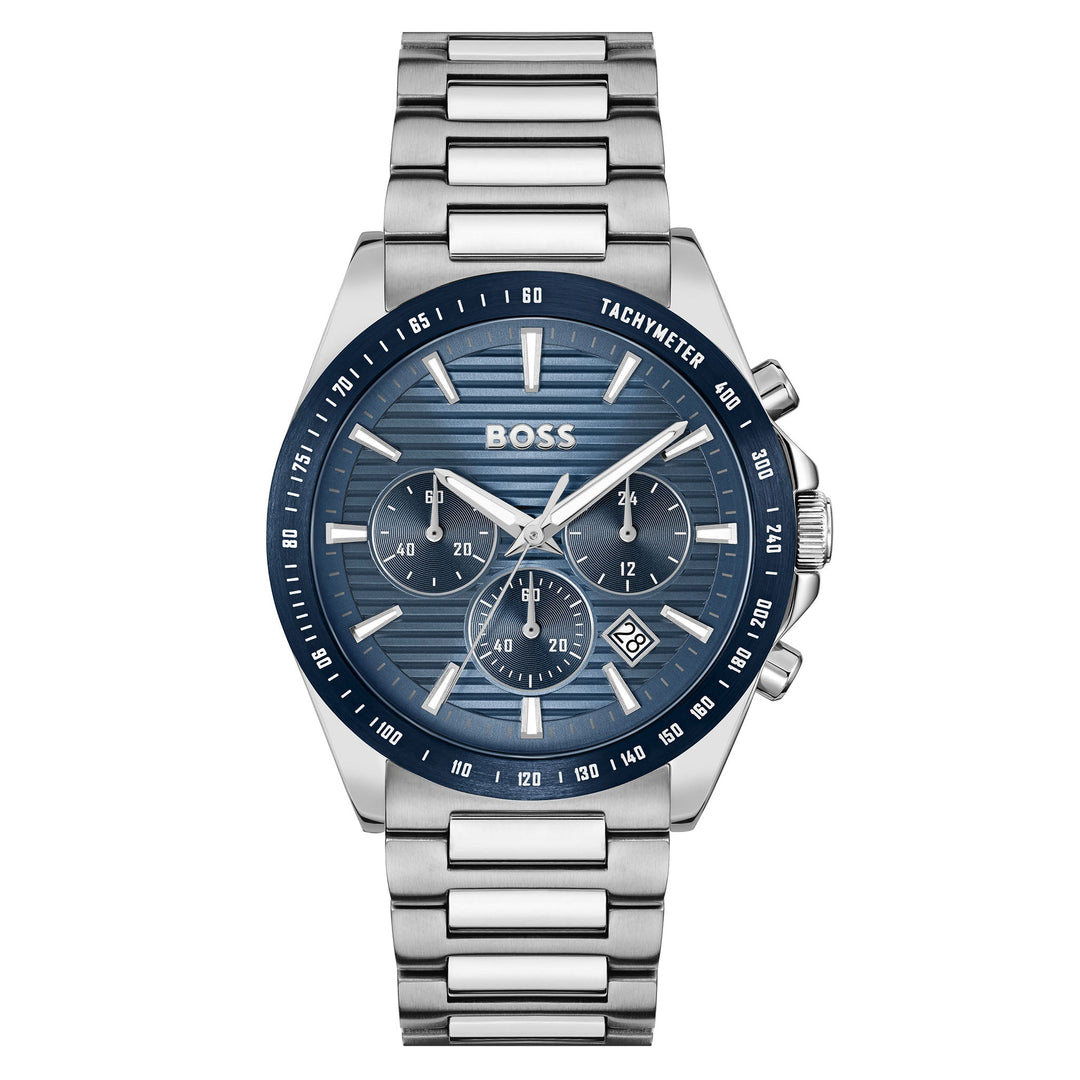 Hugo Boss Stainless Steel Blue Dial Chronograph Men's Watch - 1514240