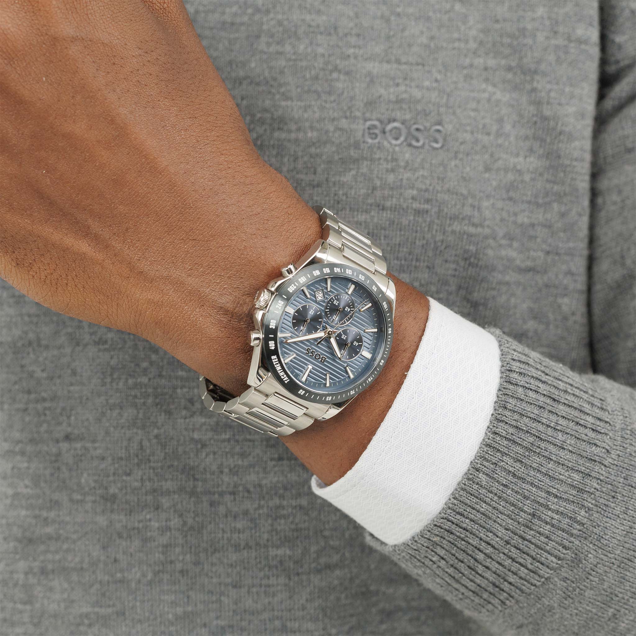BOSS by Hugo Boss Stainless Steel Blue Dial Chronograph Men's Watch - 1514240