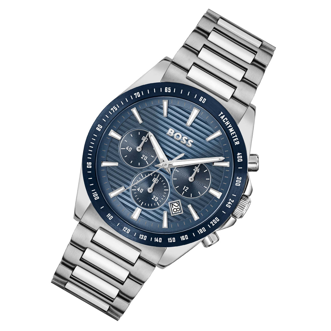 Hugo Boss Stainless Steel Blue Dial Chronograph Men's Watch - 1514240