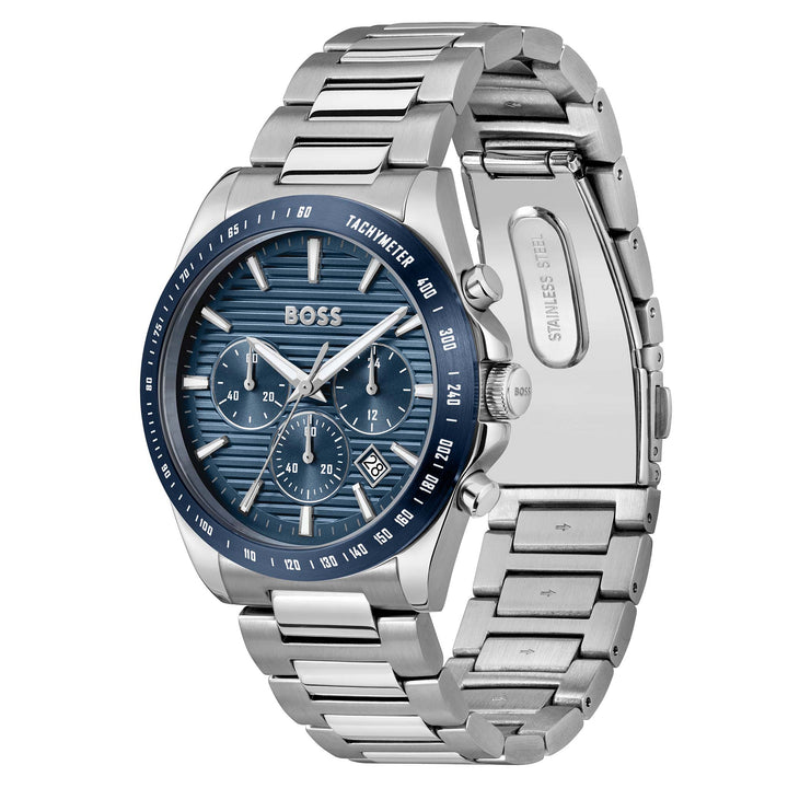 Hugo Boss Stainless Steel Blue Dial Chronograph Men's Watch - 1514240