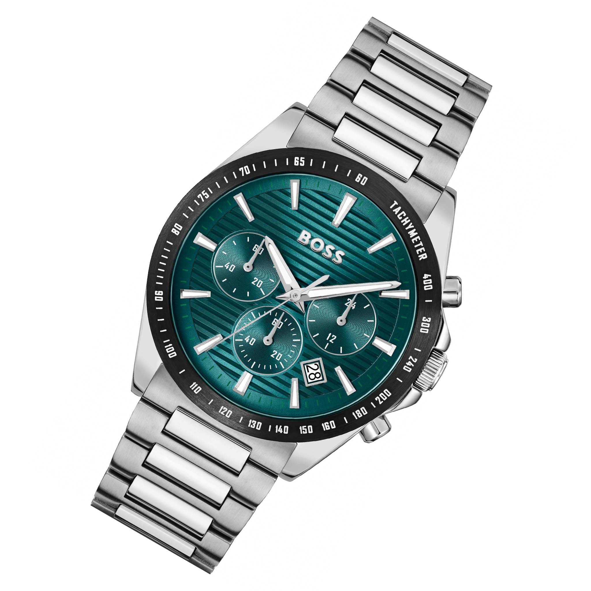 BOSS by Hugo Boss Stainless Steel Green Dial Chronograph Men's Watch - 1514241