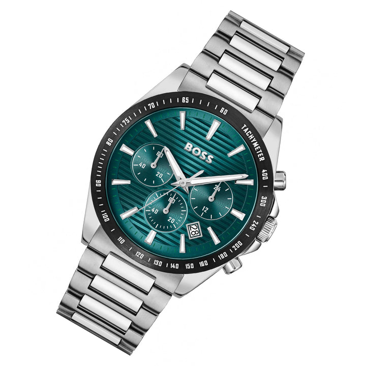 Hugo Boss Stainless Steel Green Dial Chronograph Men's Watch - 1514241