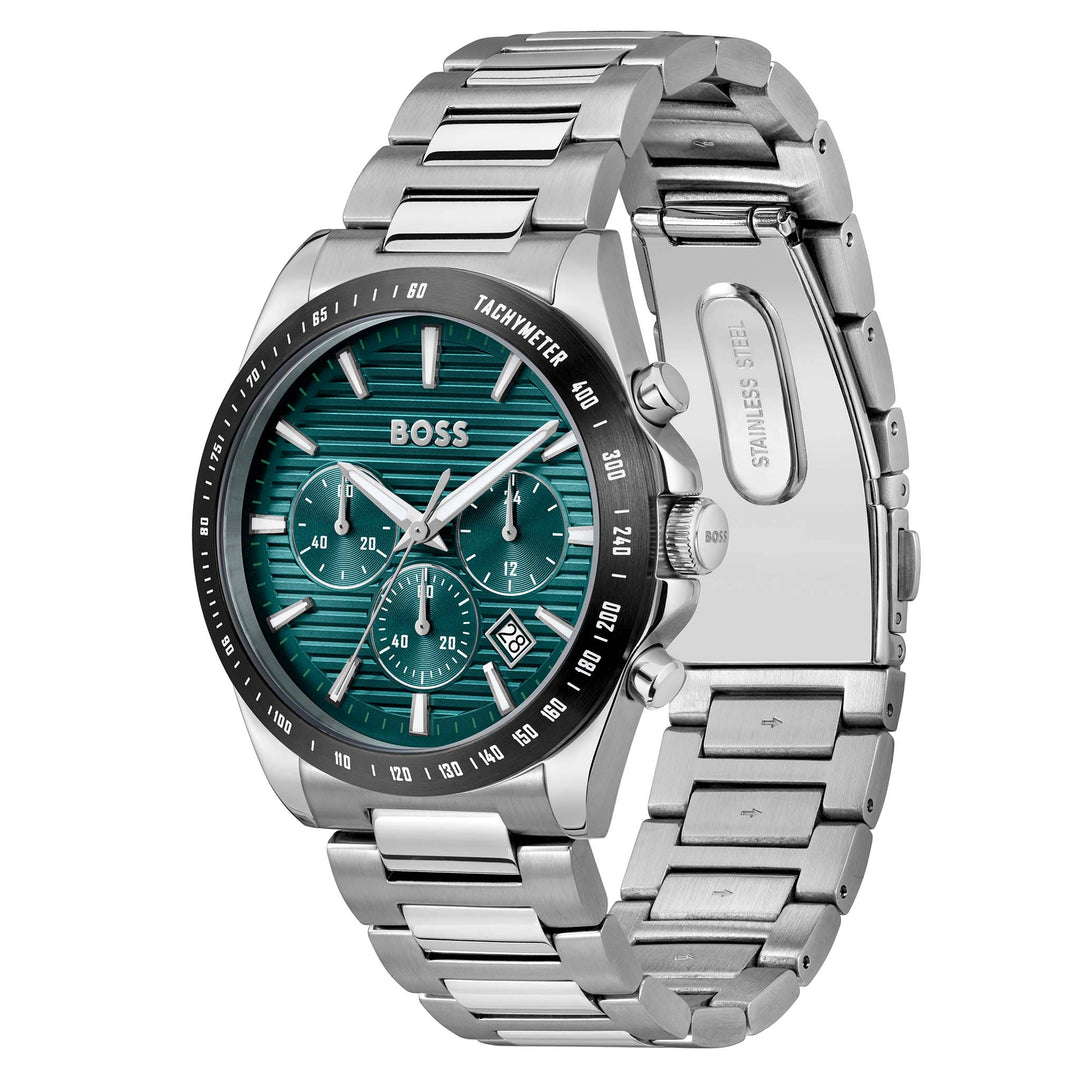 Hugo Boss Stainless Steel Green Dial Chronograph Men's Watch - 1514241