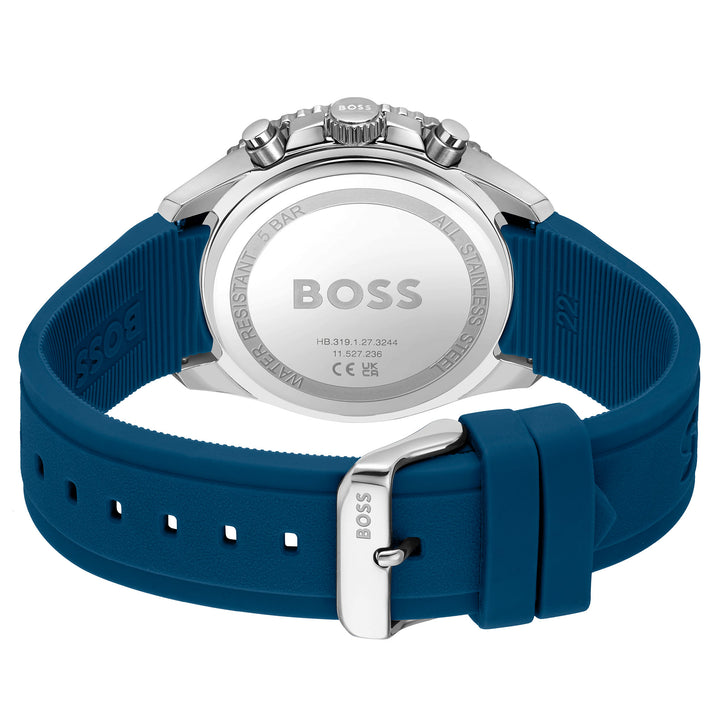 Hugo Boss Blue Silicone Black Dial Chronograph Men's Watch - 1514245