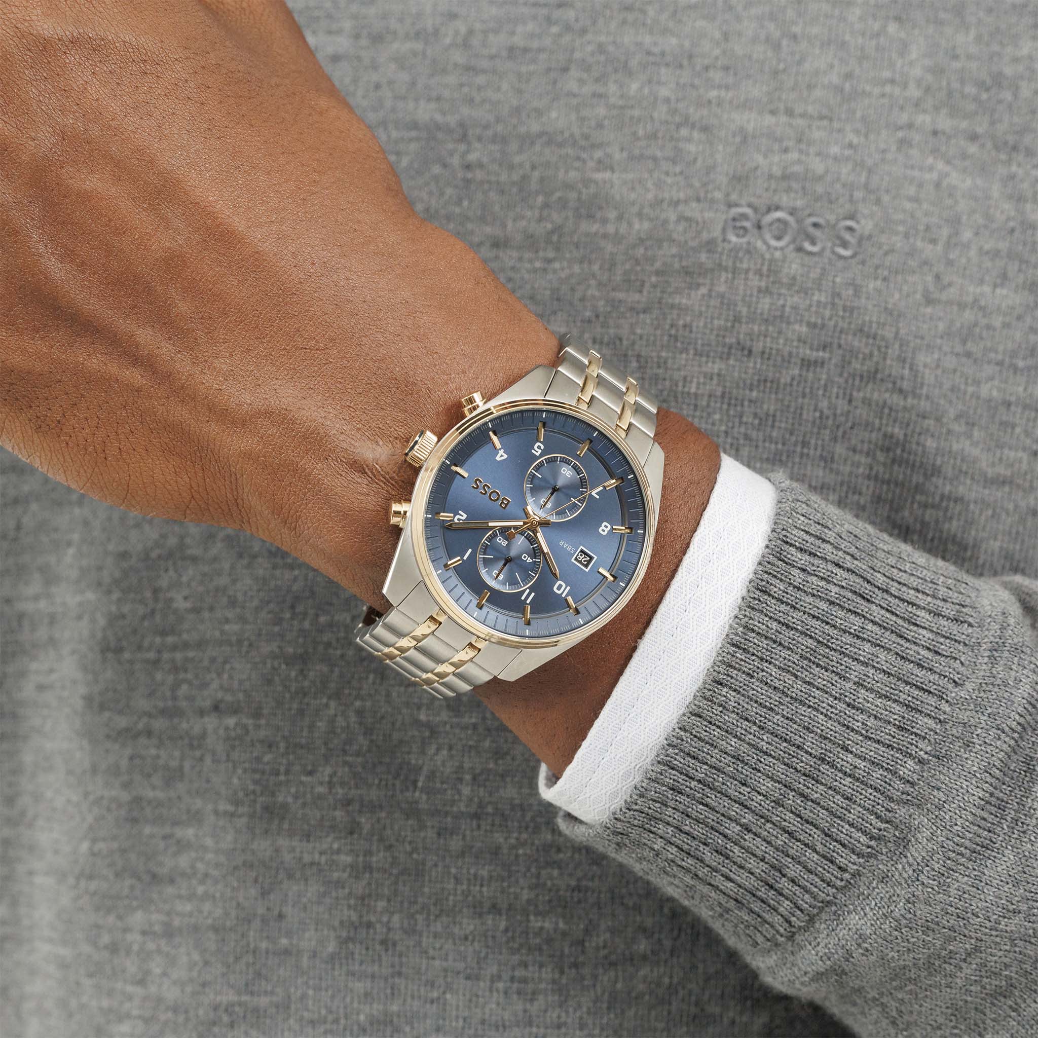 BOSS by Hugo Boss Two-Tone Steel Blue Dial Chronograph Men's Watch - 1514247