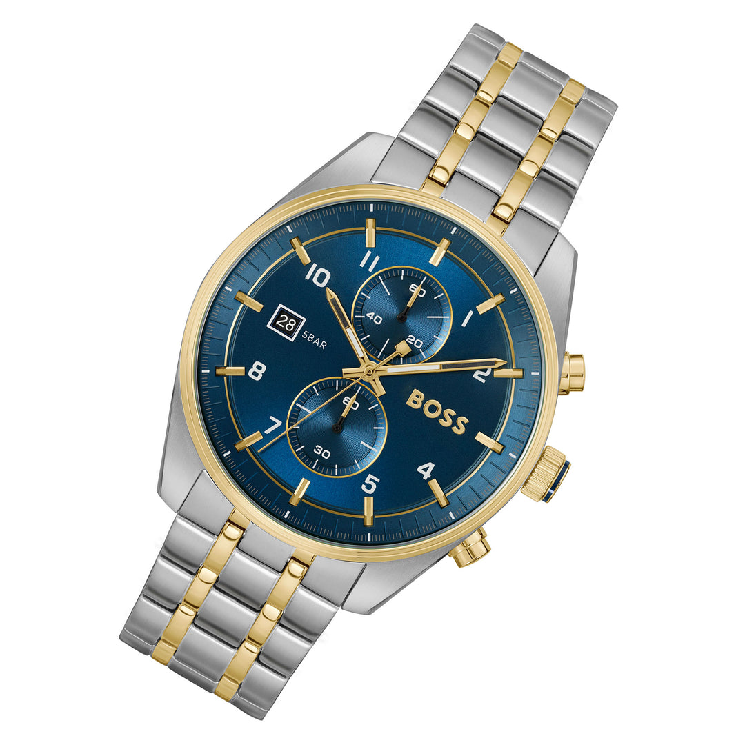 Hugo Boss Two-Tone Steel Blue Dial Chronograph Men's Watch - 1514247