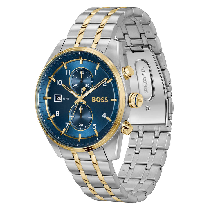 Hugo Boss Two-Tone Steel Blue Dial Chronograph Men's Watch - 1514247