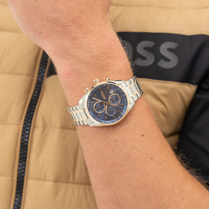 Hugo Boss Two-Tone Steel Blue Dial Chronograph Men's Watch - 1514260