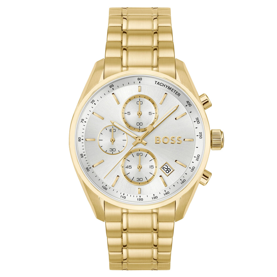 Hugo Boss Gold Steel Silver White Dial Chronograph Men's Watch - 1514261