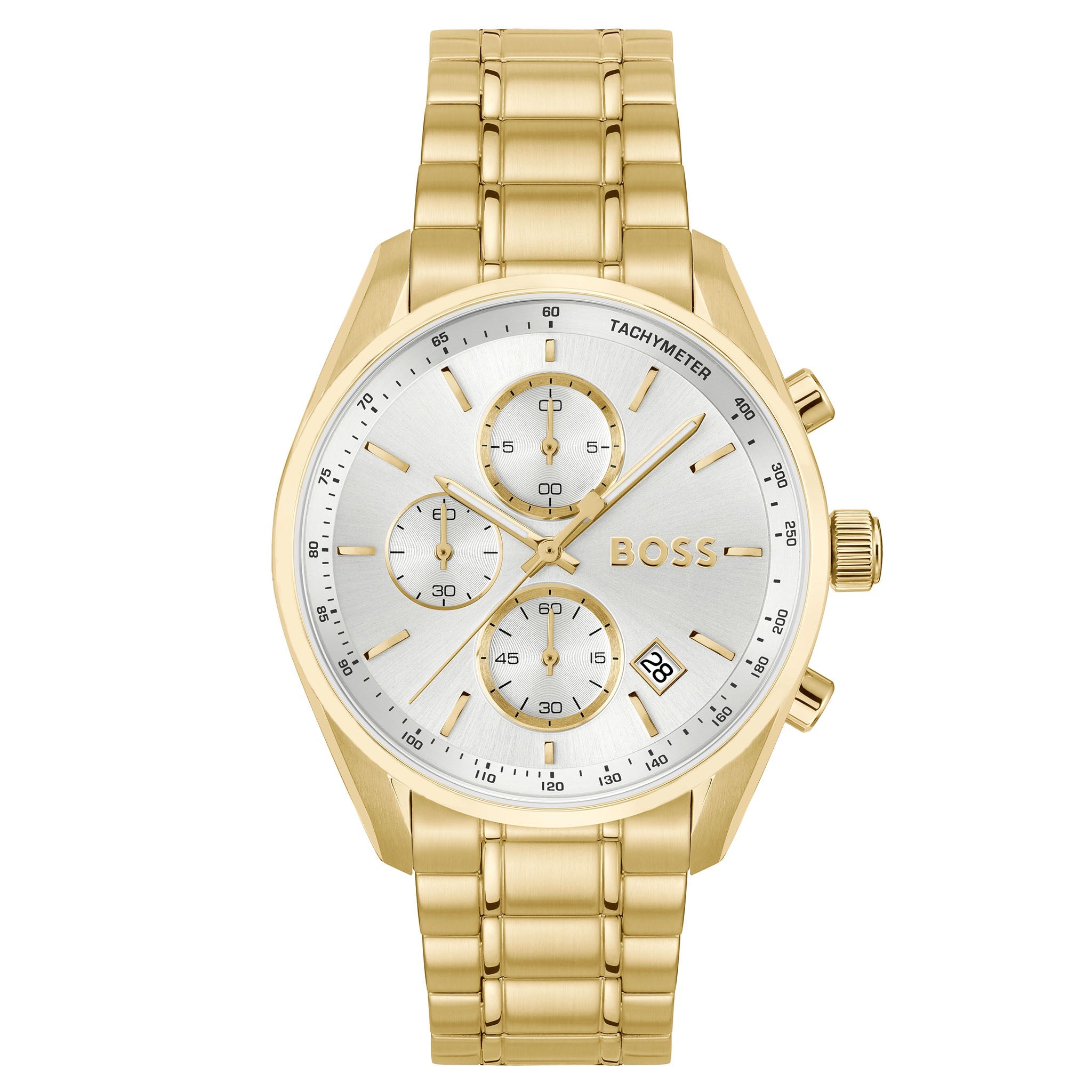 Hugo Boss Gold Steel Silver White Dial Chronograph Men's Watch - 1514261