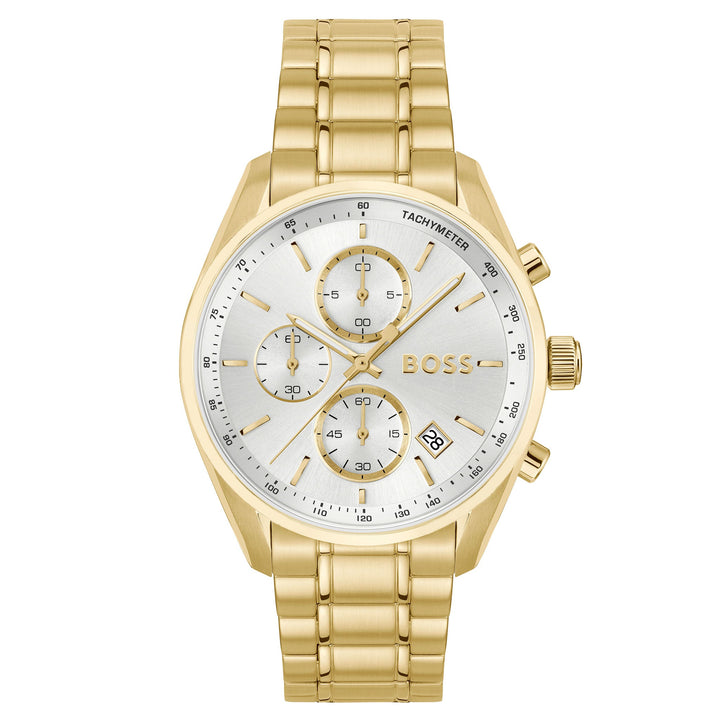 Hugo Boss Gold Steel Silver White Dial Chronograph Men's Watch - 1514261