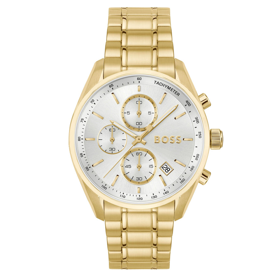 Hugo Boss Gold Steel Silver White Dial Chronograph Men's Watch - 1514261