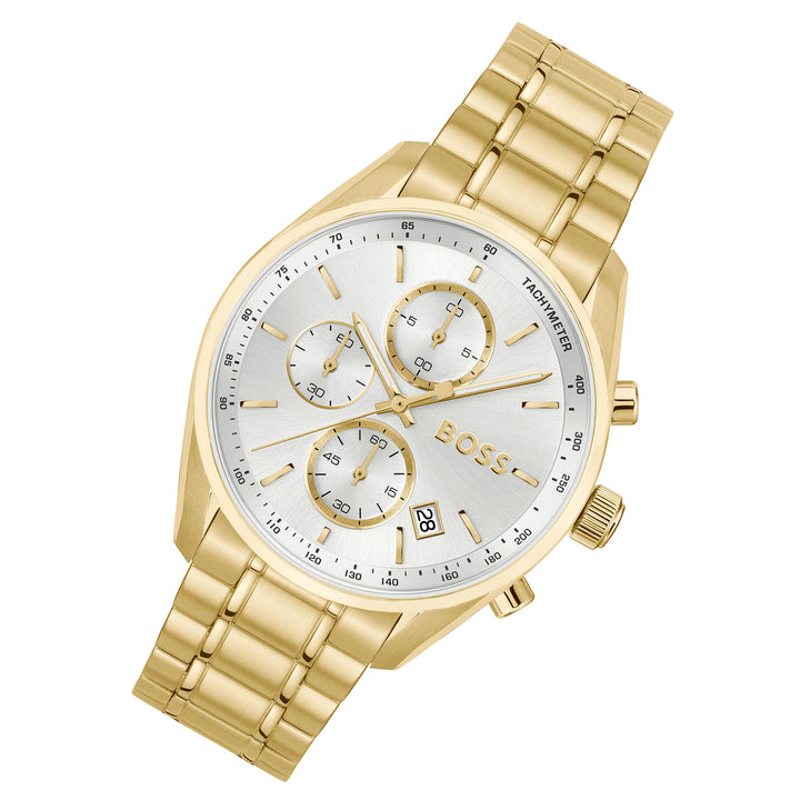 Hugo Boss Gold Steel Silver White Dial Chronograph Men's Watch - 1514261