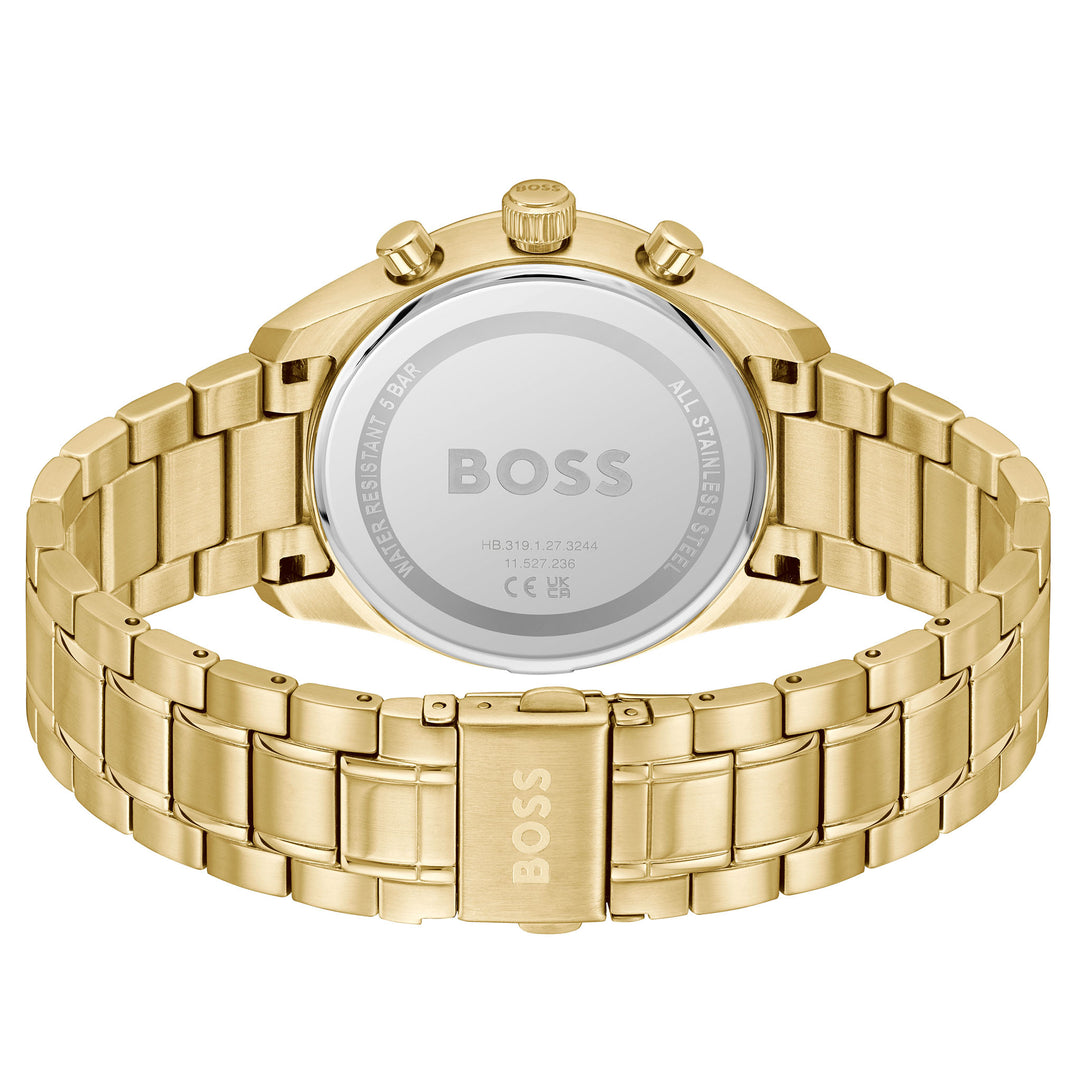 Hugo Boss Gold Steel Silver White Dial Chronograph Men's Watch - 1514261
