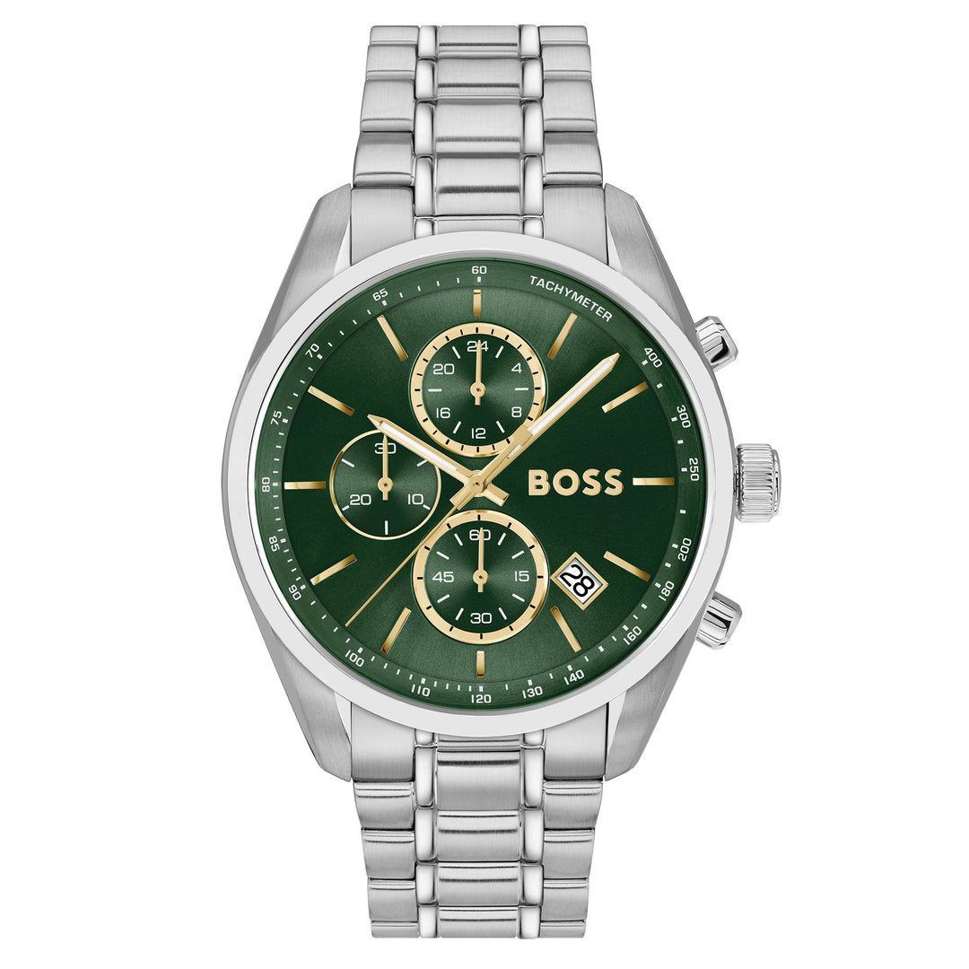 Hugo Boss Stainless Steel Green Dial Chronograph Men's Watch - 1514266