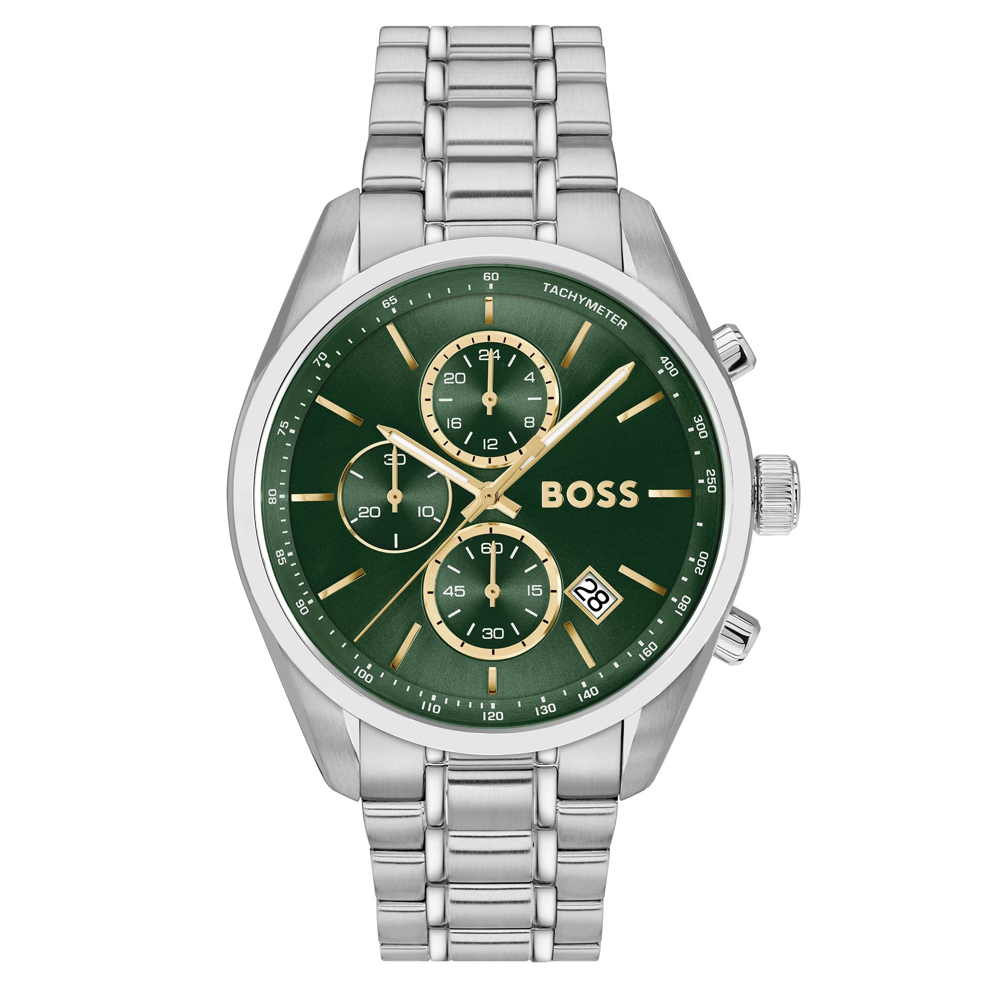 Hugo Boss Stainless Steel Green Dial Chronograph Men's Watch - 1514266