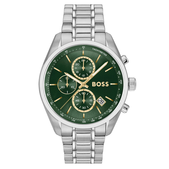 Hugo Boss Stainless Steel Green Dial Chronograph Men's Watch - 1514266