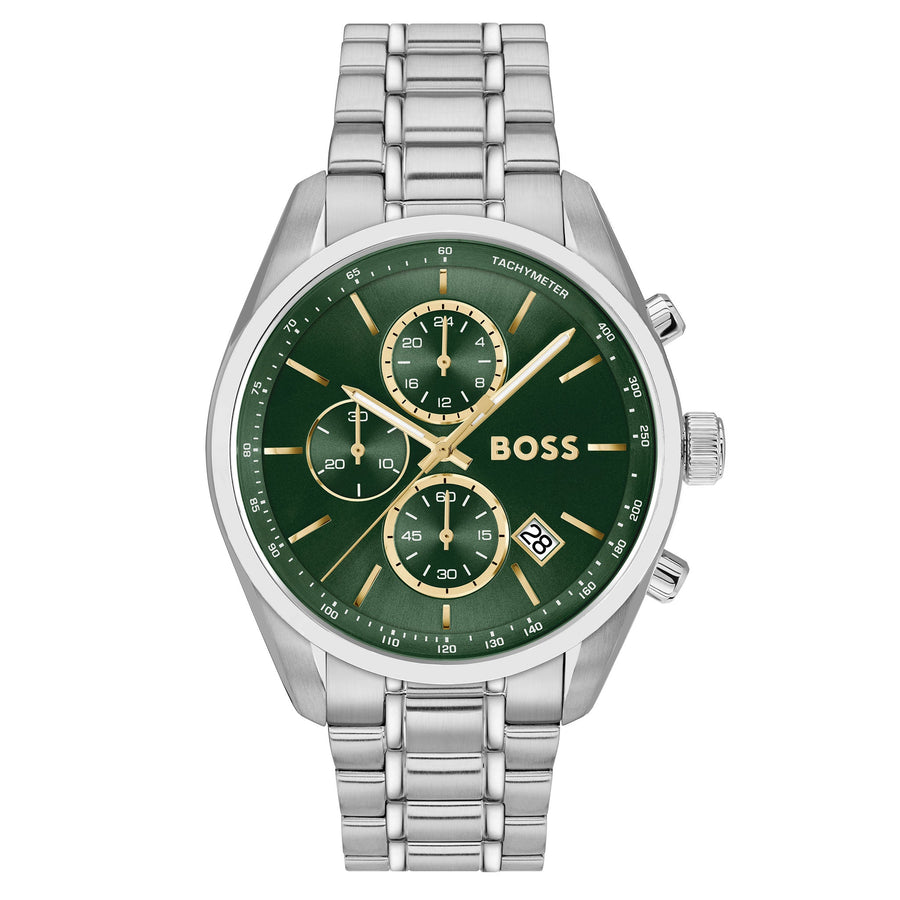 Hugo Boss Stainless Steel Green Dial Chronograph Men's Watch - 1514266