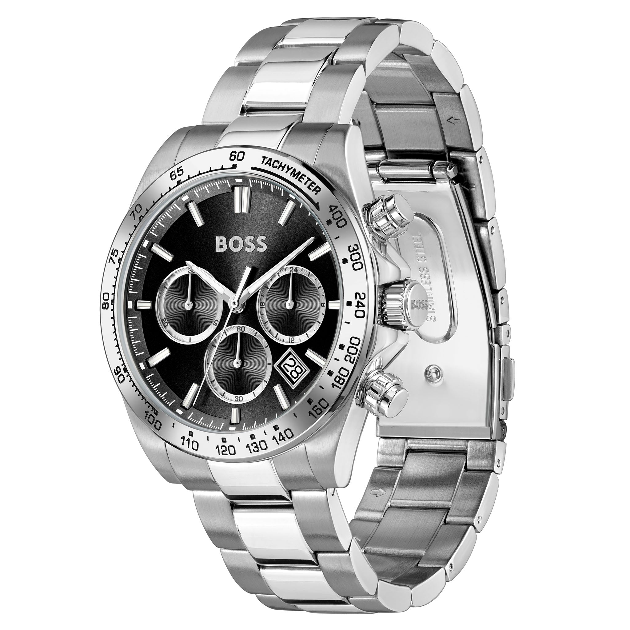 BOSS by Hugo Boss Stainless Steel Black Dial Chronograph Men's Watch - 1514267