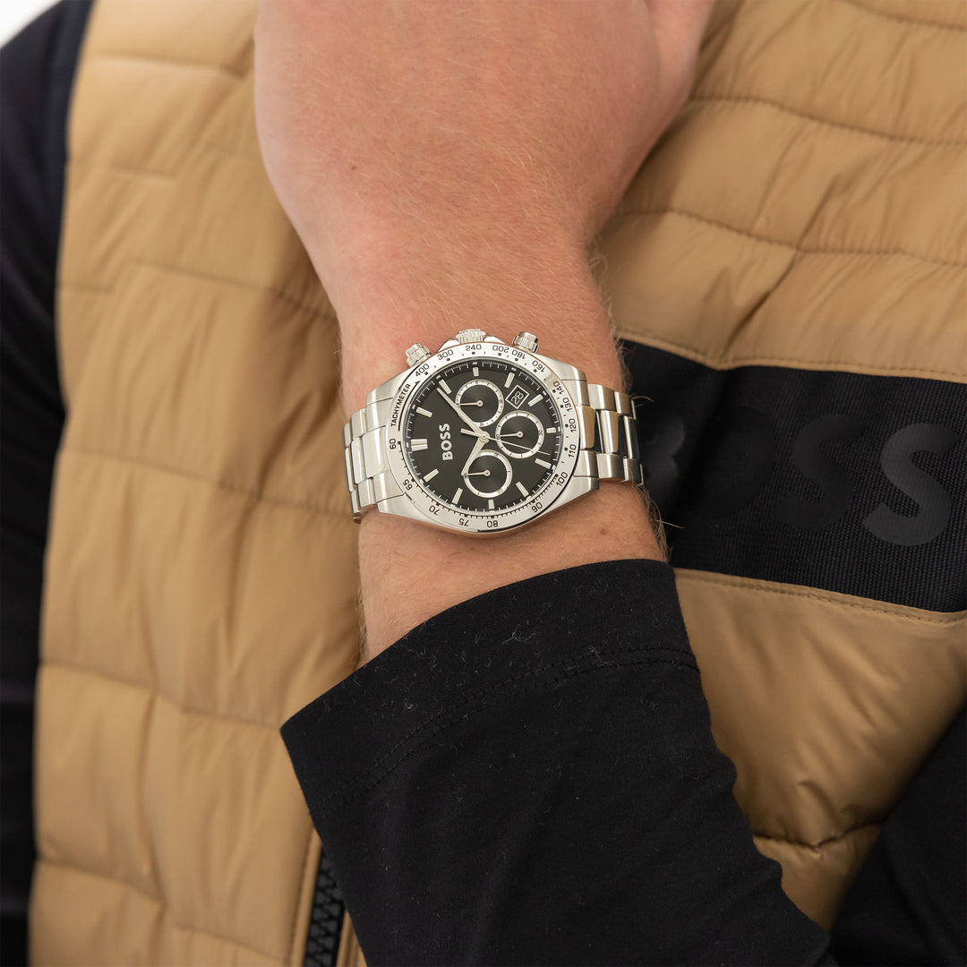 Hugo Boss Stainless Steel Black Dial Chronograph Men's Watch - 1514267