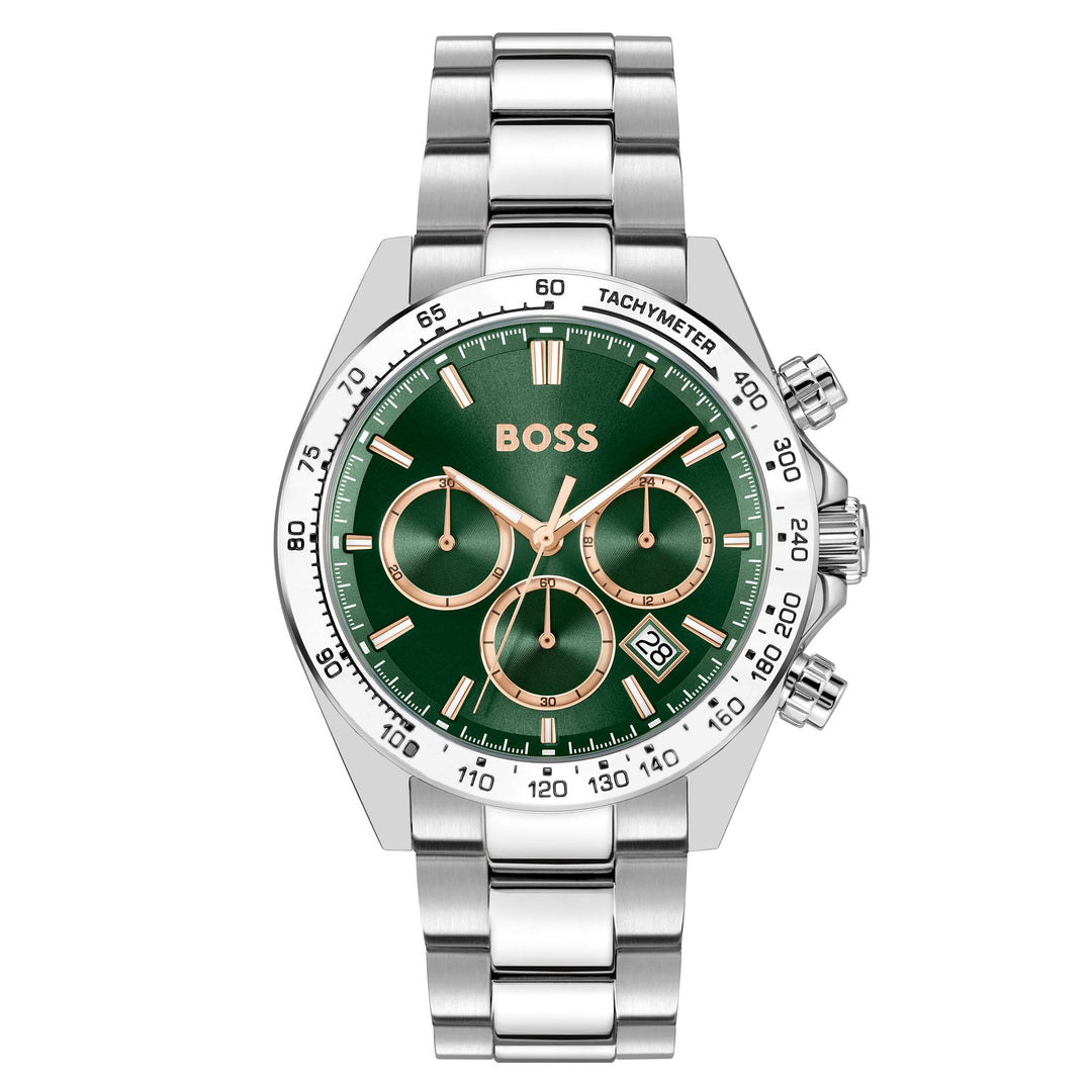 Hugo Boss Stainless Steel Green Dial Chronograph Men's Watch - 1514268