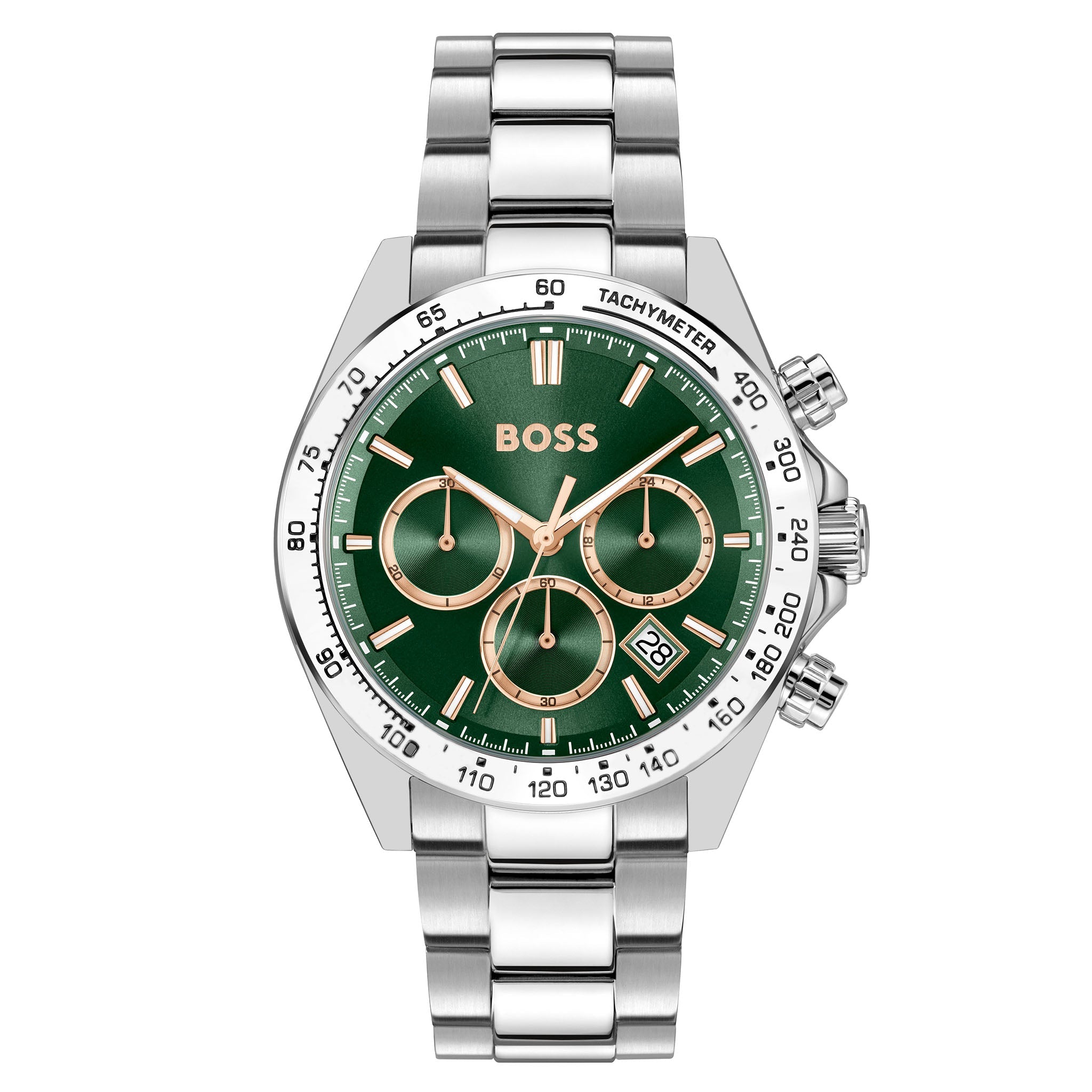 Hugo Boss Stainless Steel Green Dial Chronograph Men's Watch - 1514268