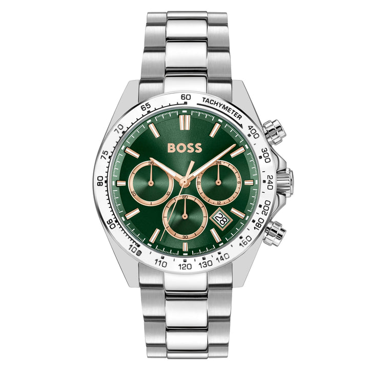 Hugo Boss Stainless Steel Green Dial Chronograph Men's Watch - 1514268