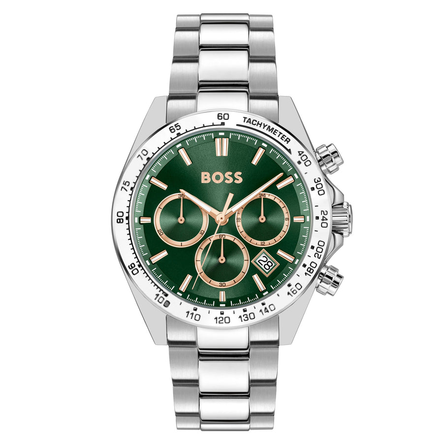Hugo Boss Stainless Steel Green Dial Chronograph Men's Watch - 1514268