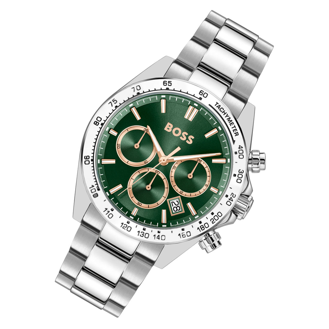 Hugo Boss Stainless Steel Green Dial Chronograph Men's Watch - 1514268