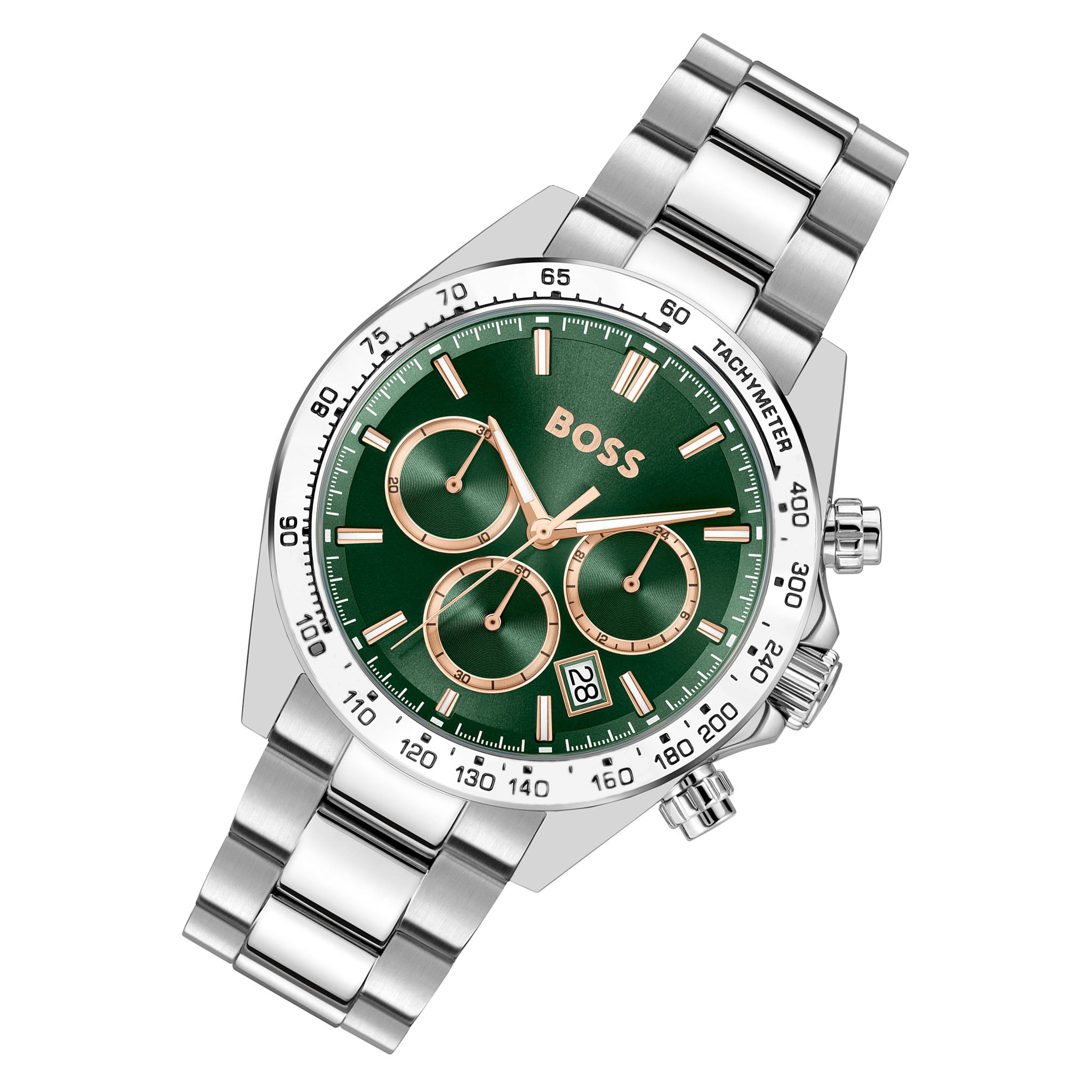 Hugo Boss Stainless Steel Green Dial Chronograph Men's Watch - 1514268