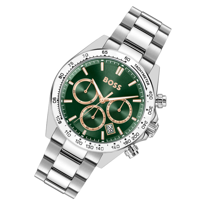 Hugo Boss Stainless Steel Green Dial Chronograph Men's Watch - 1514268