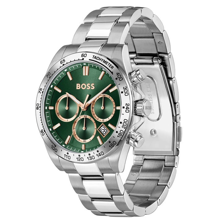 Hugo Boss Stainless Steel Green Dial Chronograph Men's Watch - 1514268