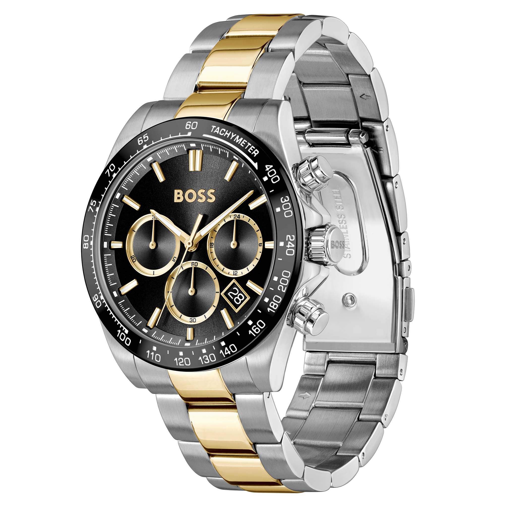 Hugo Boss Two-Tone Steel Black Dial Chronograph Men's Watch - 1514269