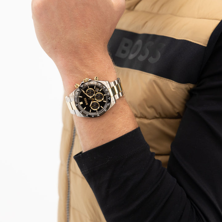 Hugo Boss Two-Tone Steel Black Dial Chronograph Men's Watch - 1514269