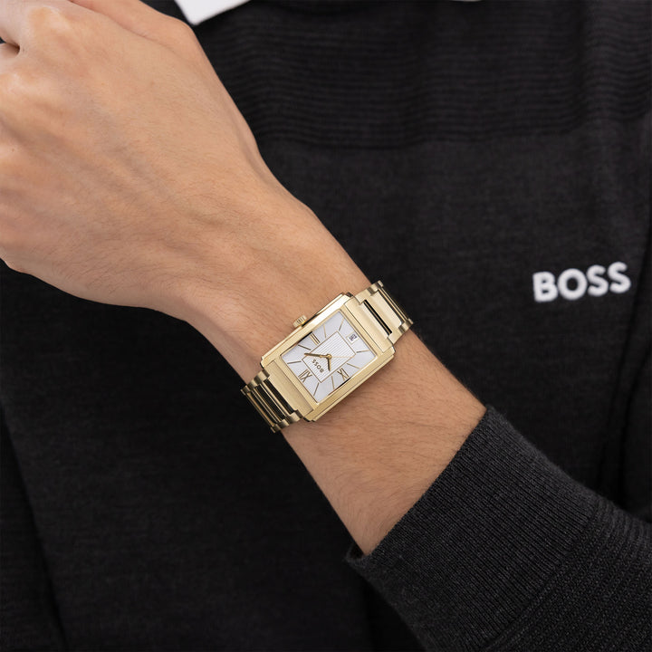 Hugo Boss Gold Steel Silver White Dial Men's Watch - 1514280