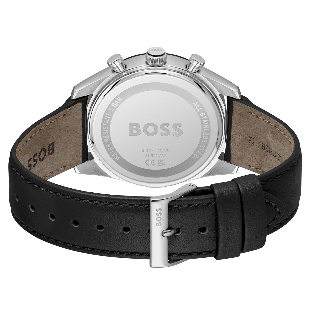 Hugo Boss Leather Black Dial Multi-function Men's Watch - 1514284