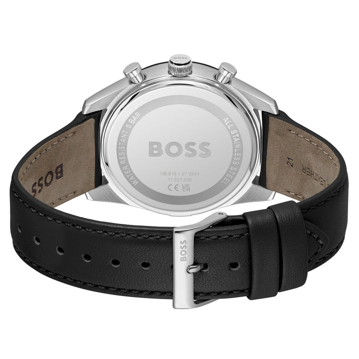 Hugo Boss Leather Black Dial Multi-function Men's Watch - 1514284