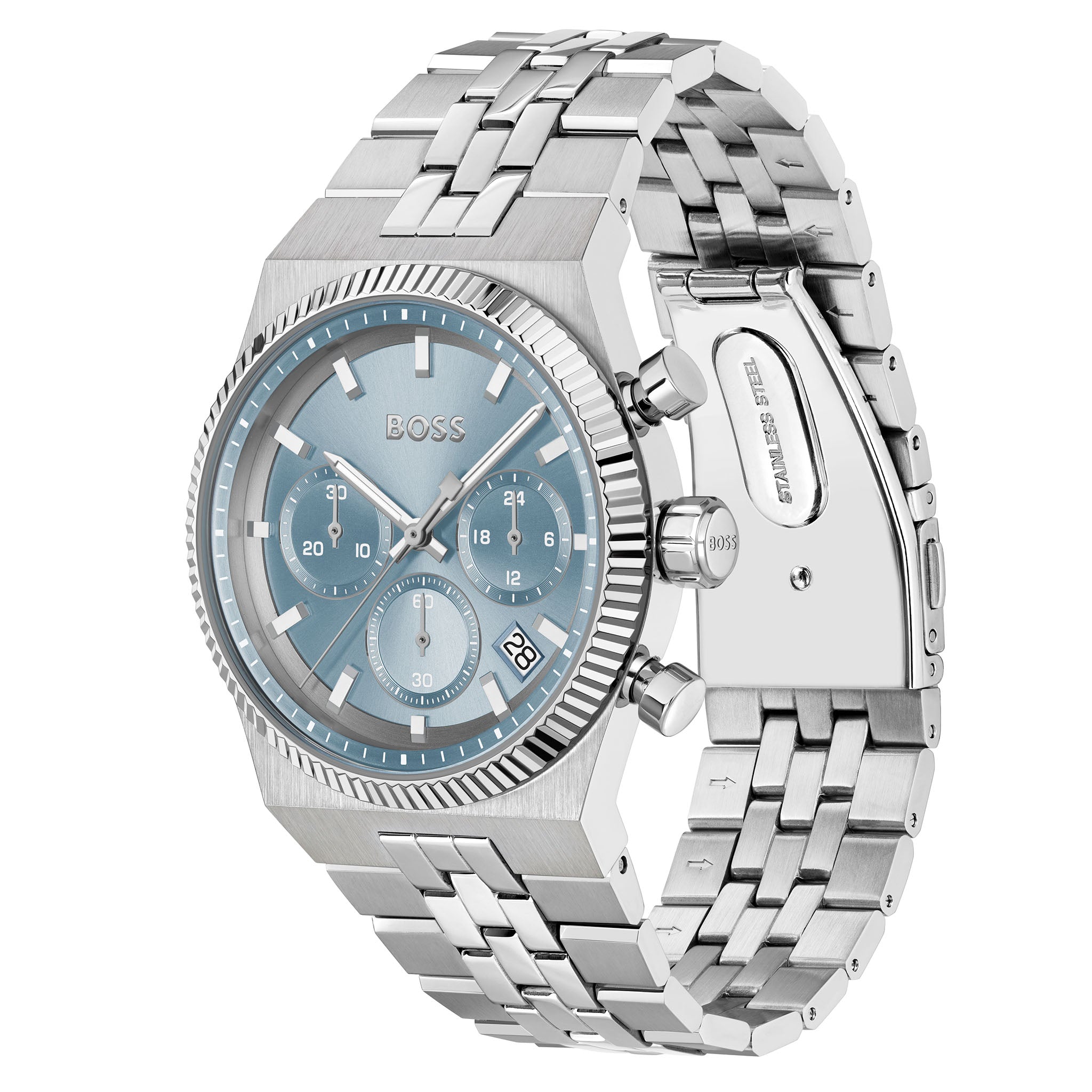 BOSS by Hugo Boss Stainless Steel Blue Dial Chronograph Men's Watch - 1514306