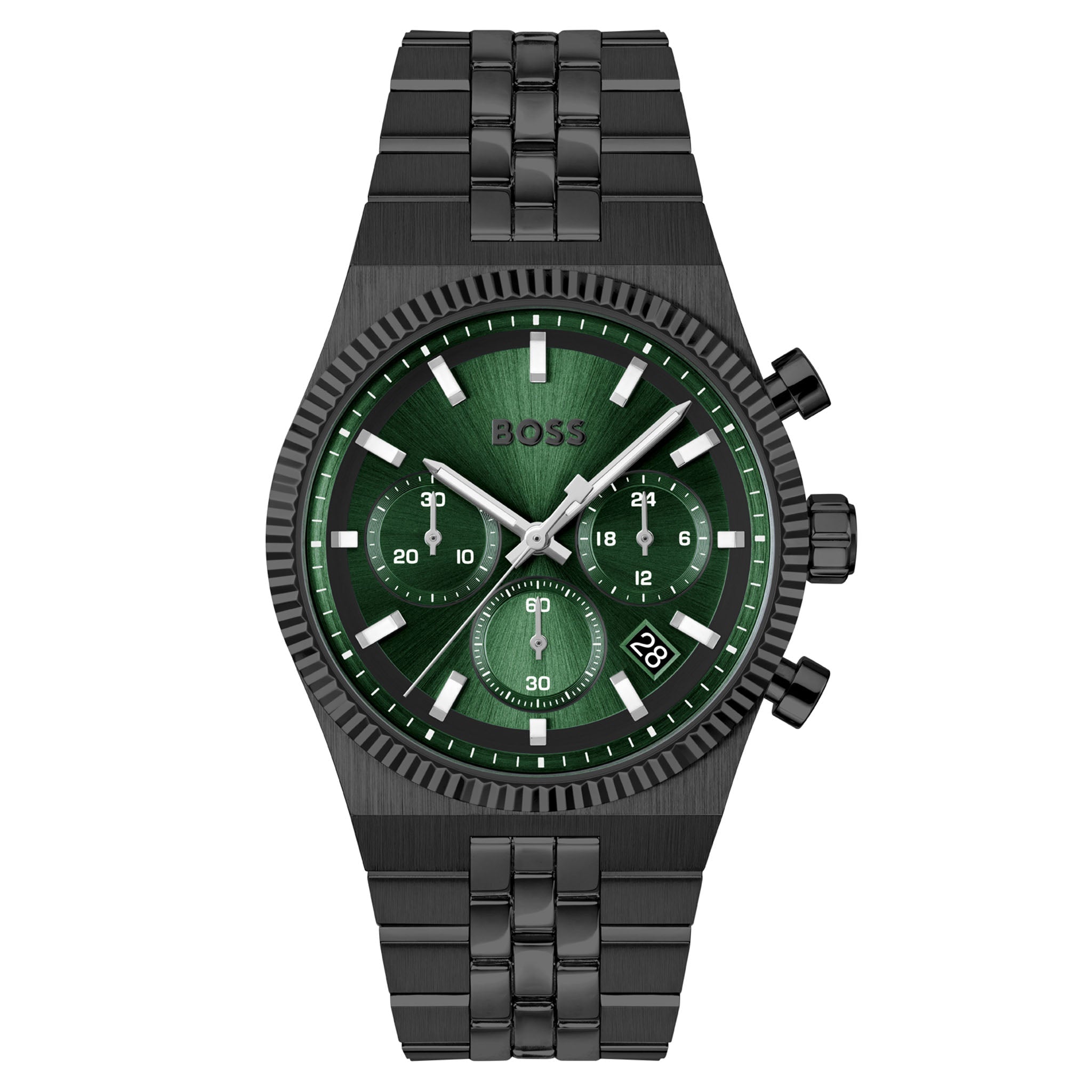 BOSS by Hugo Boss Black Steel Green Dial Chronograph Men's Watch - 1514308