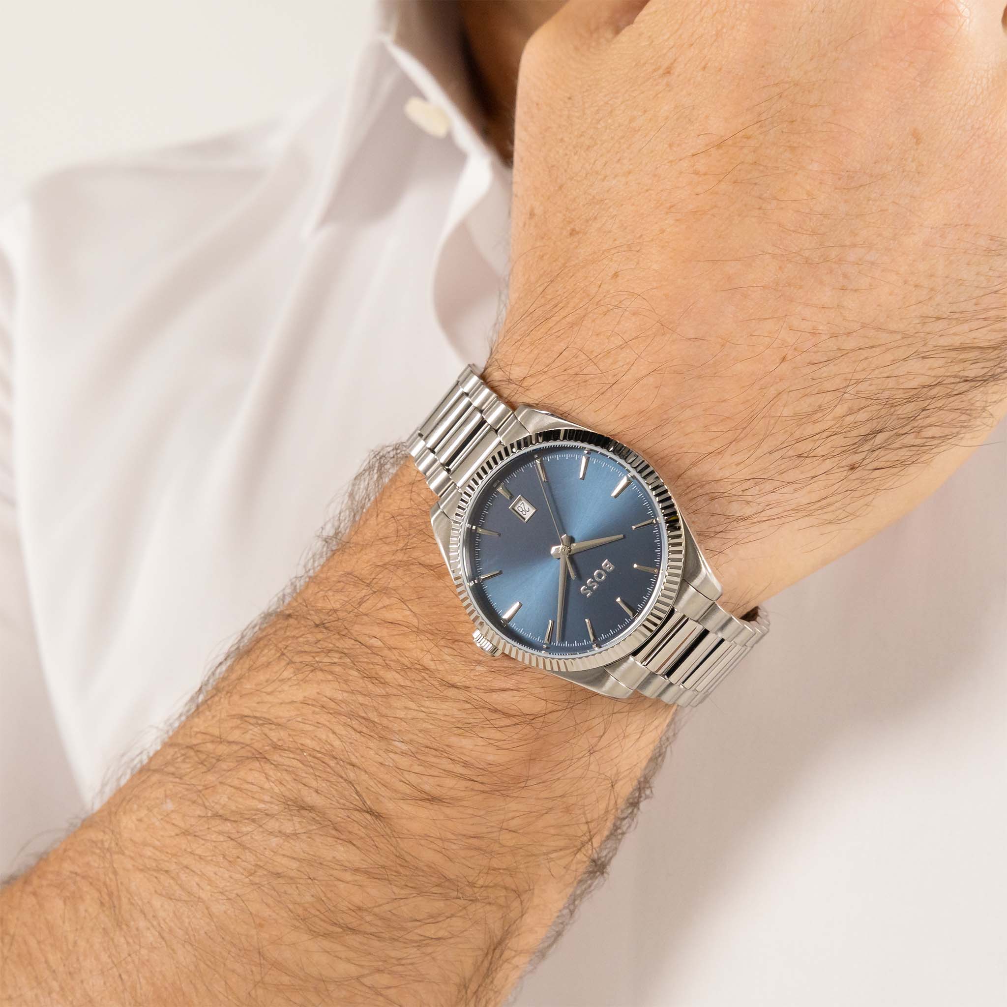 BOSS by Hugo Boss Silver Steel Blue Dial Men's Watch - 1514309