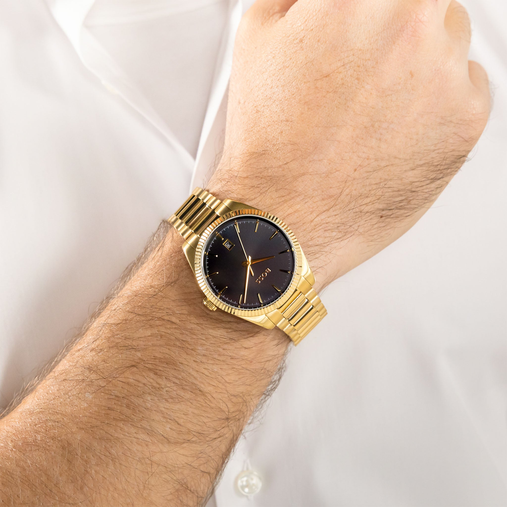 BOSS by Hugo Boss Gold Steel Black Dial Men's Watch - 1514312