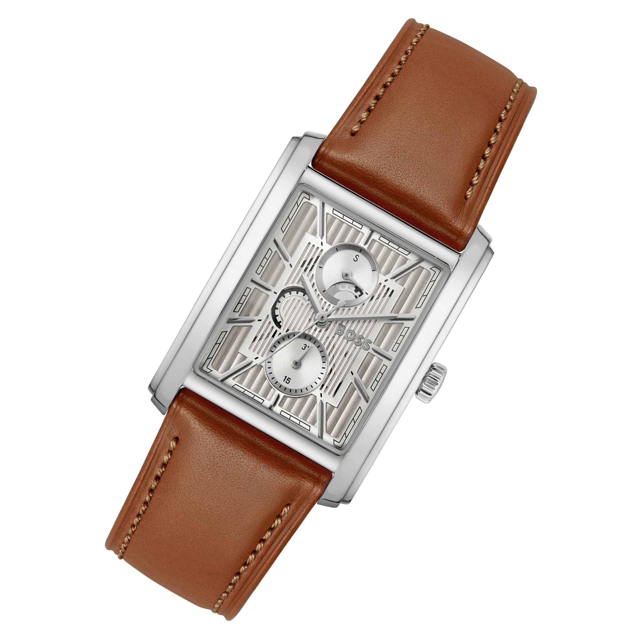 BOSS by Hugo Boss Brown Leather Silver Dial Multi-function Men's Watch - 1514316